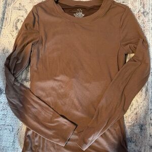 Klassy Network Brown Ribbed Long Sleeve Women's Top